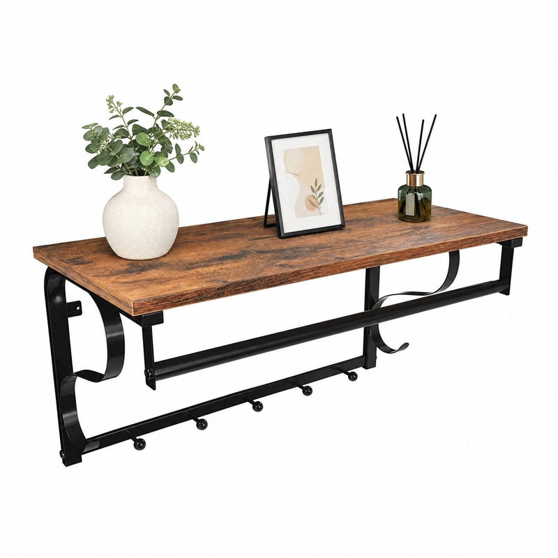 Garderobenständer – Peer – für die Wand mit Ablage & 5 Haken – 60 cm - nestful