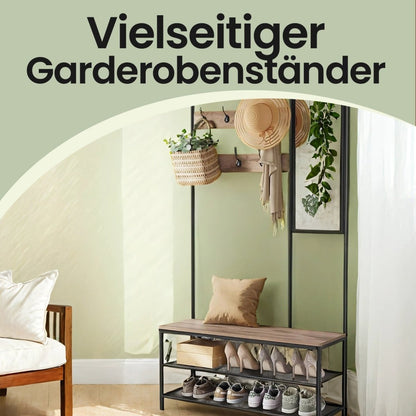 Garderobenständer – Theo – mit Spiegel & Sitzbank - nestful