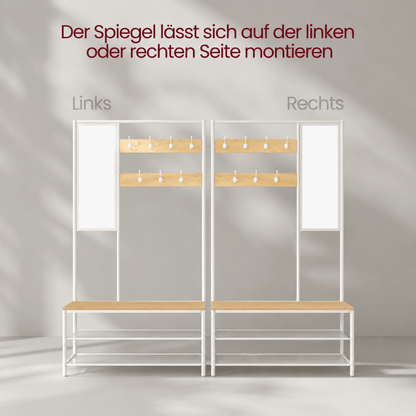 Garderobenständer – Theo – mit Spiegel & Sitzbank - nestful