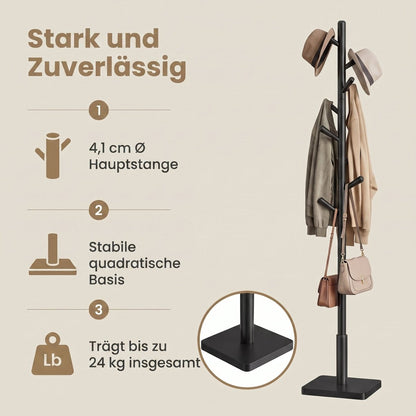 Garderobenständer – Tilo – in Baumform mit quadratischem Fuß - nestful
