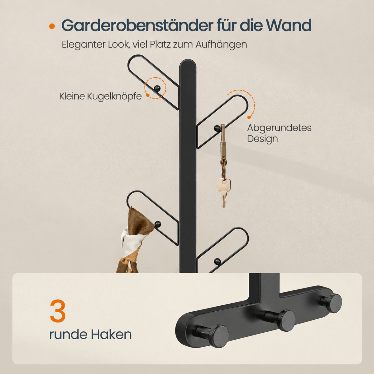 Garderobenständer – Tjark – für die Wand – vertikales 2er-Set - nestful