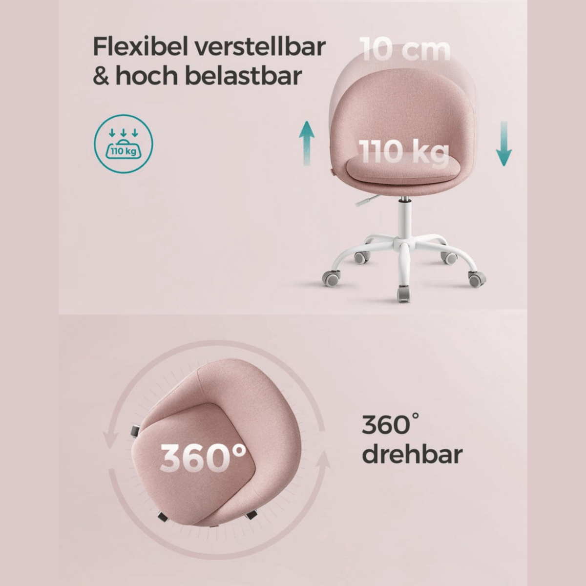 Homeoffice Bürostuhl – Elara – höhenverstellbar aus Stoff oder Samt - nestful