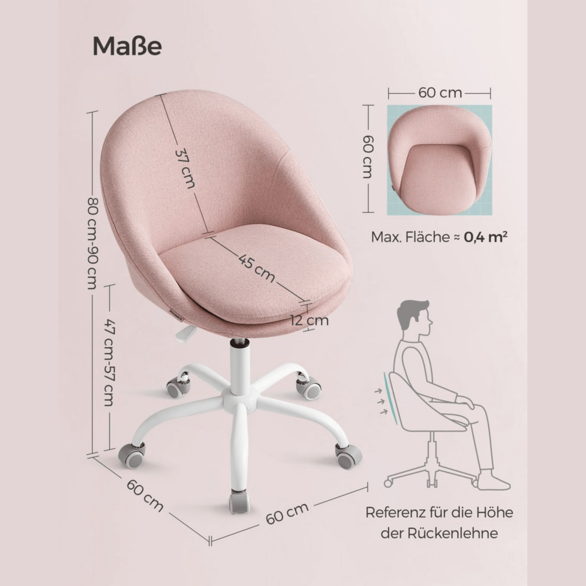 Homeoffice Bürostuhl – Elara – höhenverstellbar aus Stoff oder Samt - nestful