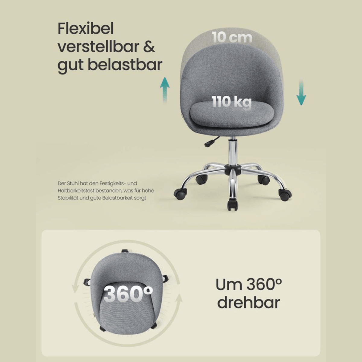 Homeoffice Bürostuhl – Elara – höhenverstellbar aus Stoff oder Samt - nestful