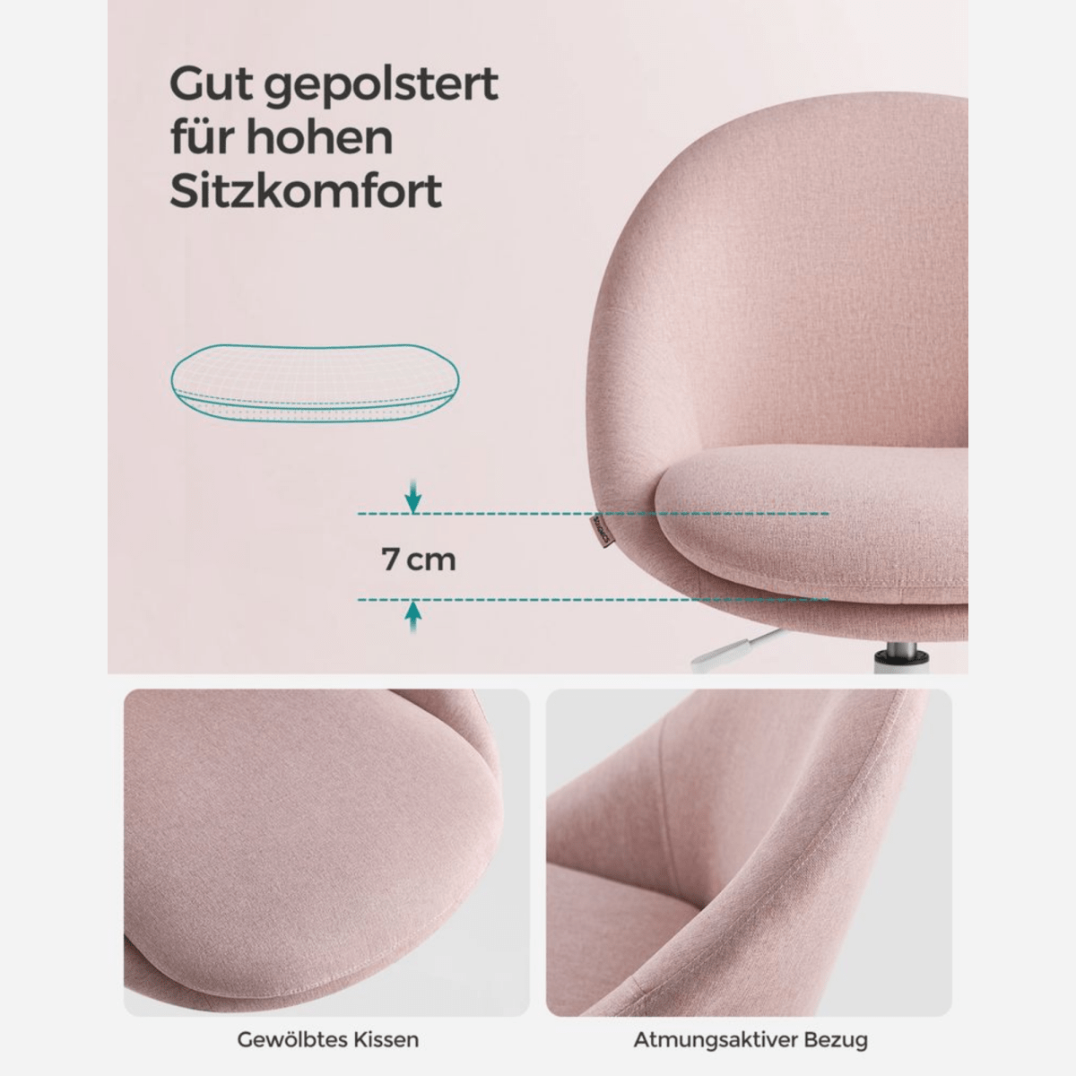 Homeoffice Bürostuhl – Elara – höhenverstellbar aus Stoff oder Samt - nestful