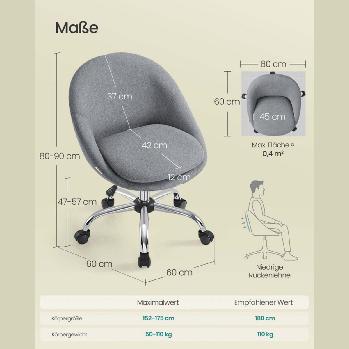 Homeoffice Bürostuhl – Elara – höhenverstellbar aus Stoff oder Samt - nestful