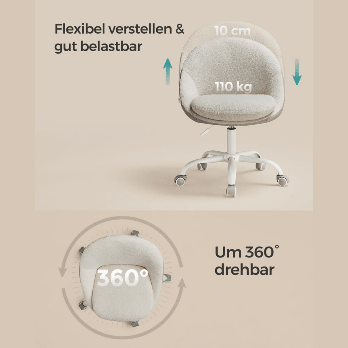 Homeoffice Bürostuhl – Elara – höhenverstellbar aus Stoff oder Samt - nestful