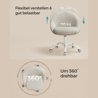 Homeoffice Bürostuhl – Elara – höhenverstellbar aus Stoff oder Samt - nestful