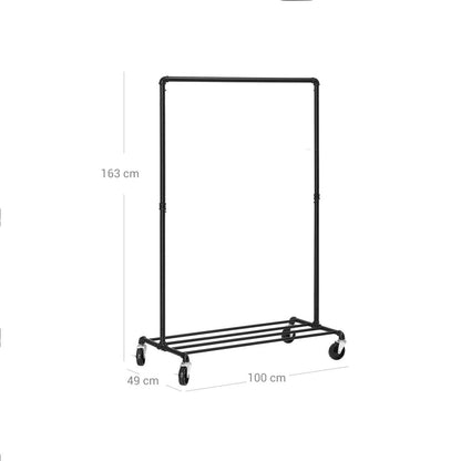 Industriestil Kleiderständer 90kg – Felix - Wasserrohr - Optik mit Rollen - nestful