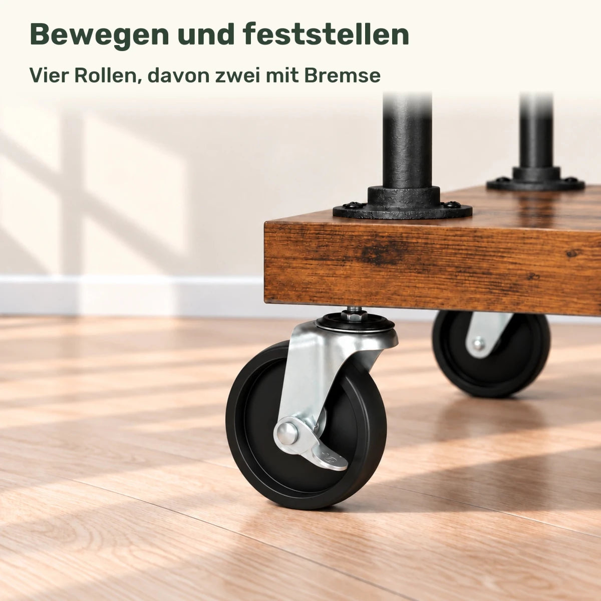 Kleiderständer auf Rollen Adam – 90 kg, mit Ablagen in Holzoptik - nestful