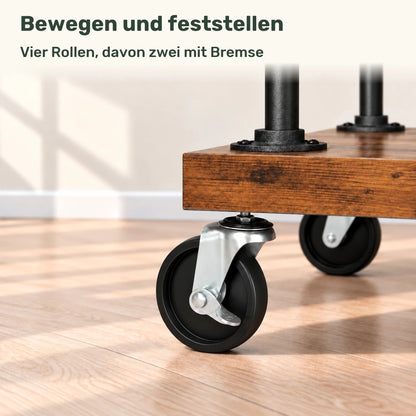 Kleiderständer auf Rollen Adam – 90 kg, mit Ablagen in Holzoptik - nestful