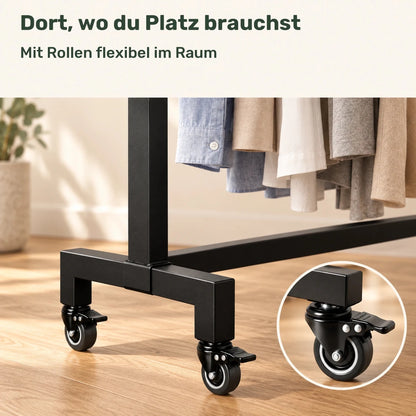Kleiderständer auf Rollen Gisborne – bis 100 kg, aus Stahl in Schwarz - nestful