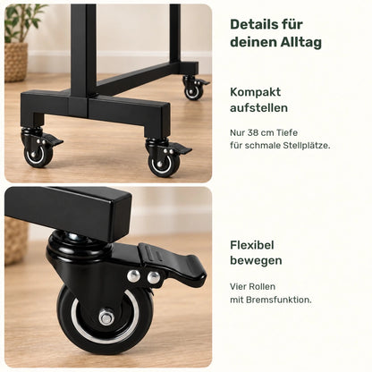 Kleiderständer auf Rollen Gisborne – bis 100 kg, aus Stahl in Schwarz - nestful