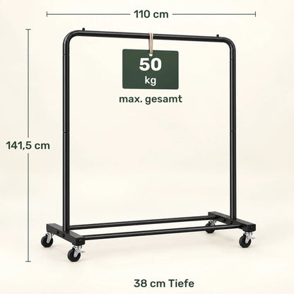 Kleiderständer auf Rollen Luis – 50 kg, mit Ablage - nestful