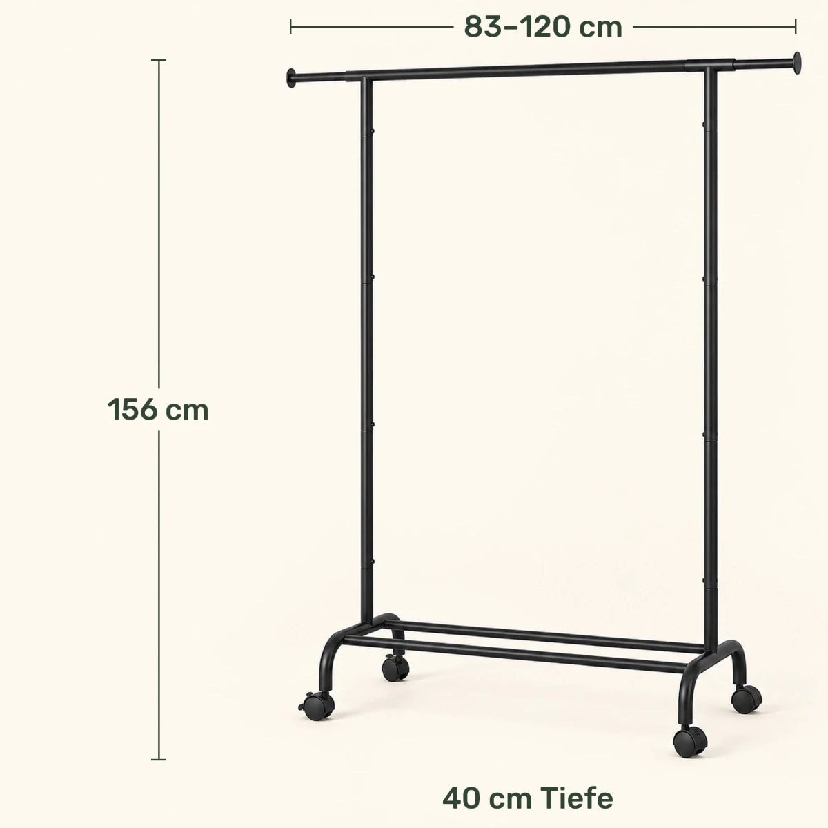 Kleiderständer auf Rollen Robin – 45 kg, ausziehbar - nestful