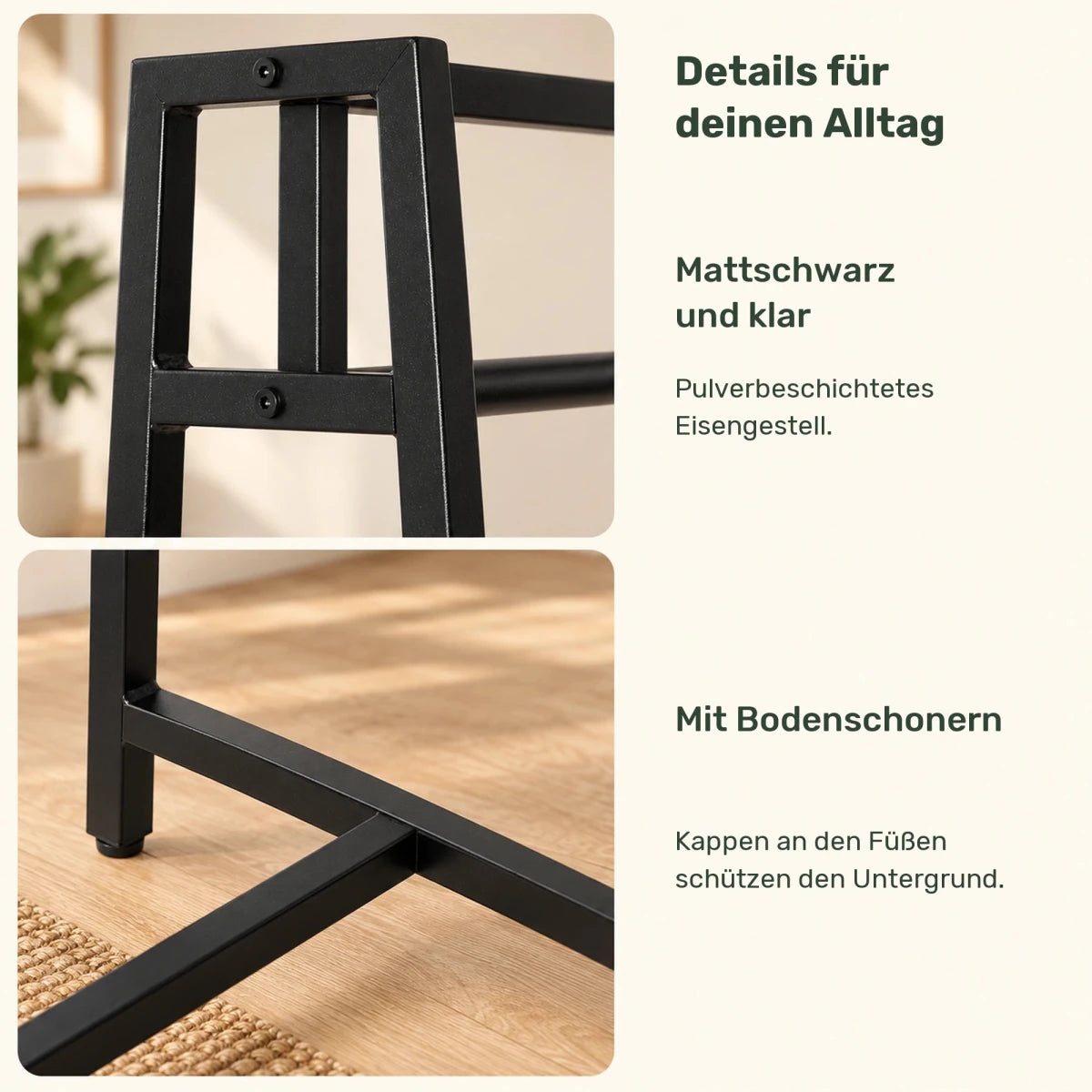 Kleiderständer aus Metall Ingar – bis 100 kg, Schwarz - nestful