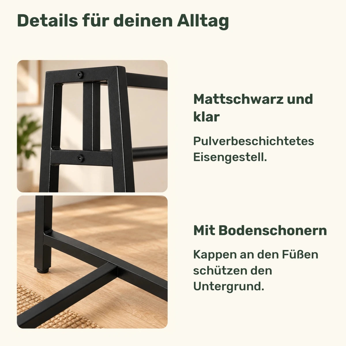 Kleiderständer aus Metall Ingar – bis 100 kg, Schwarz - nestful