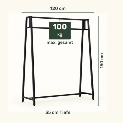 Kleiderständer aus Metall Ingar – bis 100 kg, Schwarz - nestful