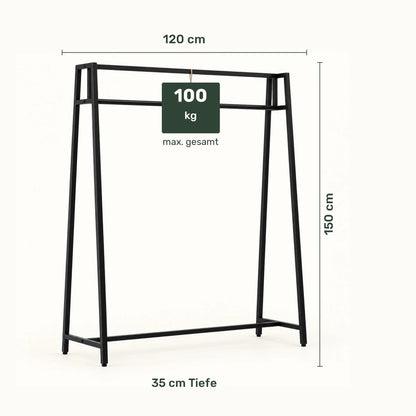 Kleiderständer aus Metall Ingar – bis 100 kg, Schwarz - nestful