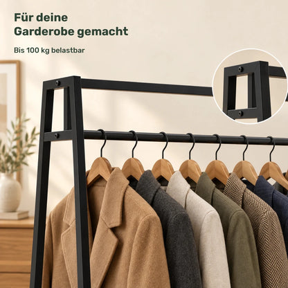 Kleiderständer aus Metall Ingar – bis 100 kg, Schwarz - nestful