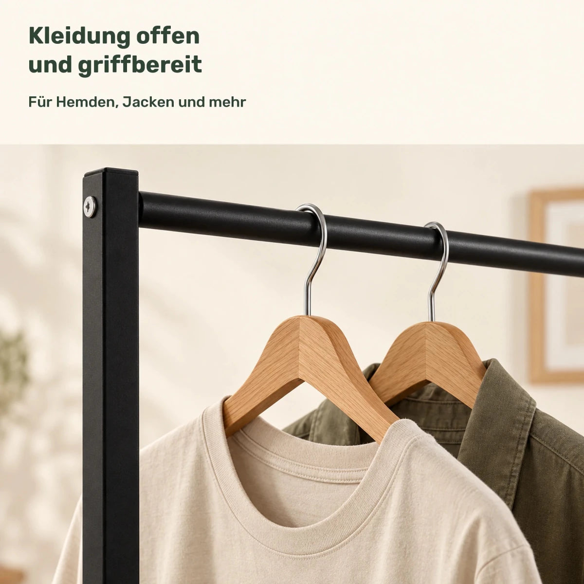 Kleiderständer aus Metall Lara – bis 100 kg, freistehend in Schwarz - nestful