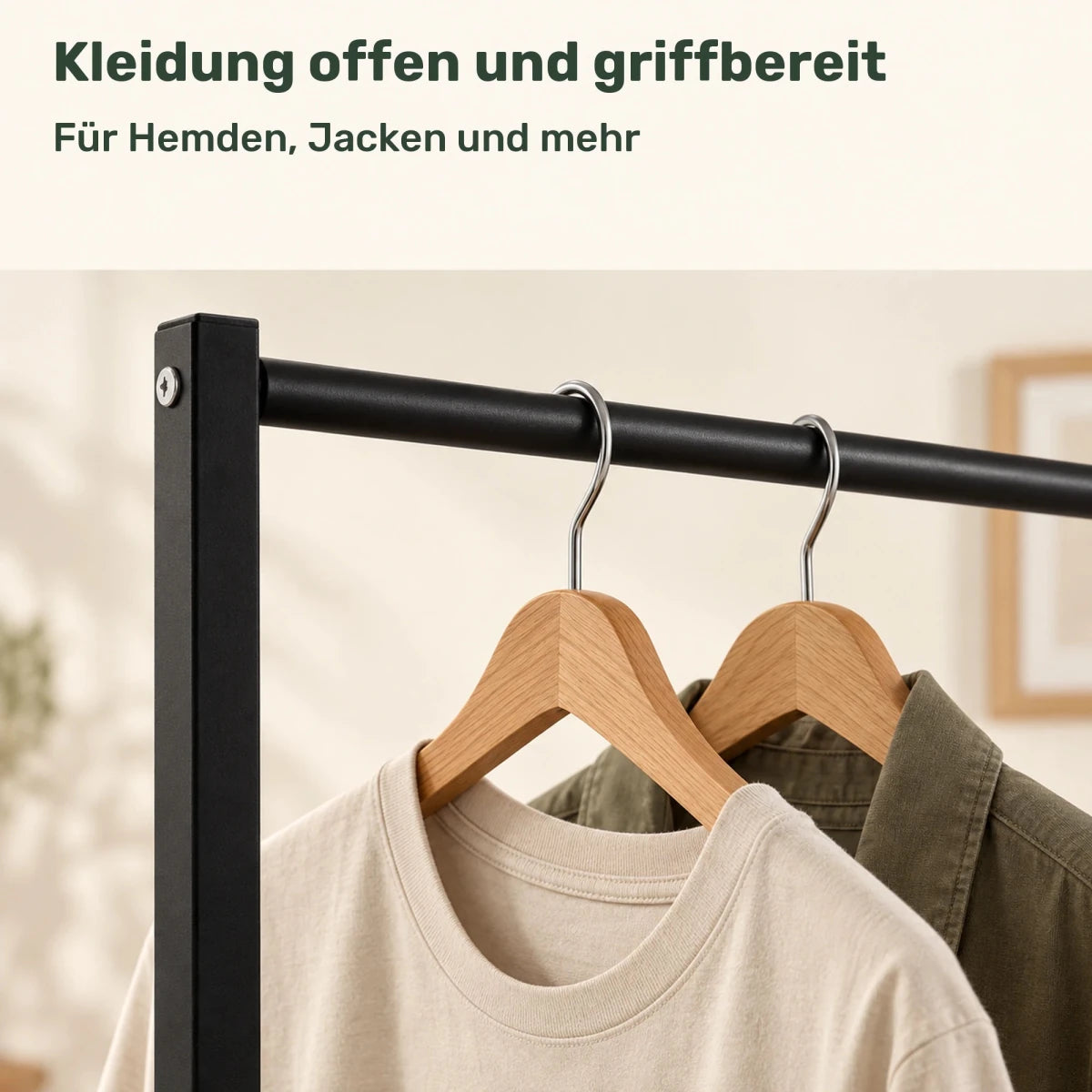 Kleiderständer aus Metall Lara – bis 100 kg, freistehend in Schwarz - nestful