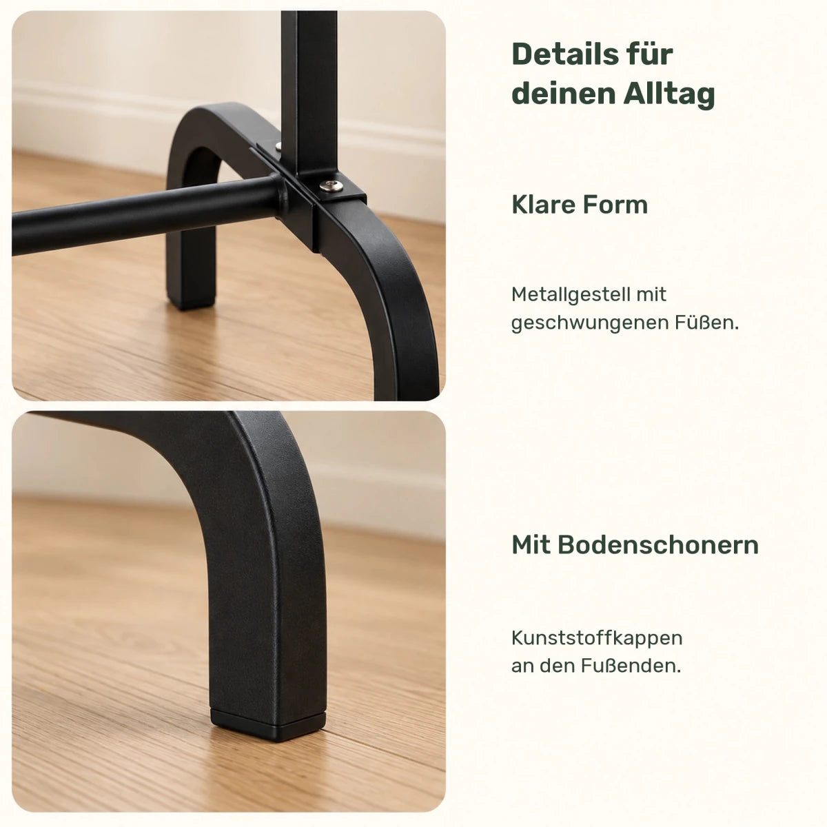 Kleiderständer aus Metall Lara – bis 100 kg, freistehend in Schwarz - nestful