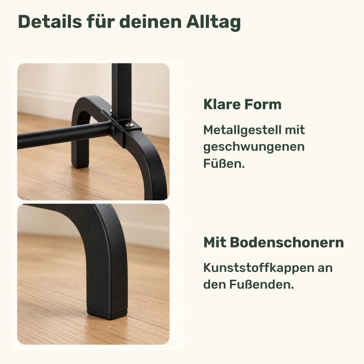 Kleiderständer aus Metall Lara – bis 100 kg, freistehend in Schwarz - nestful