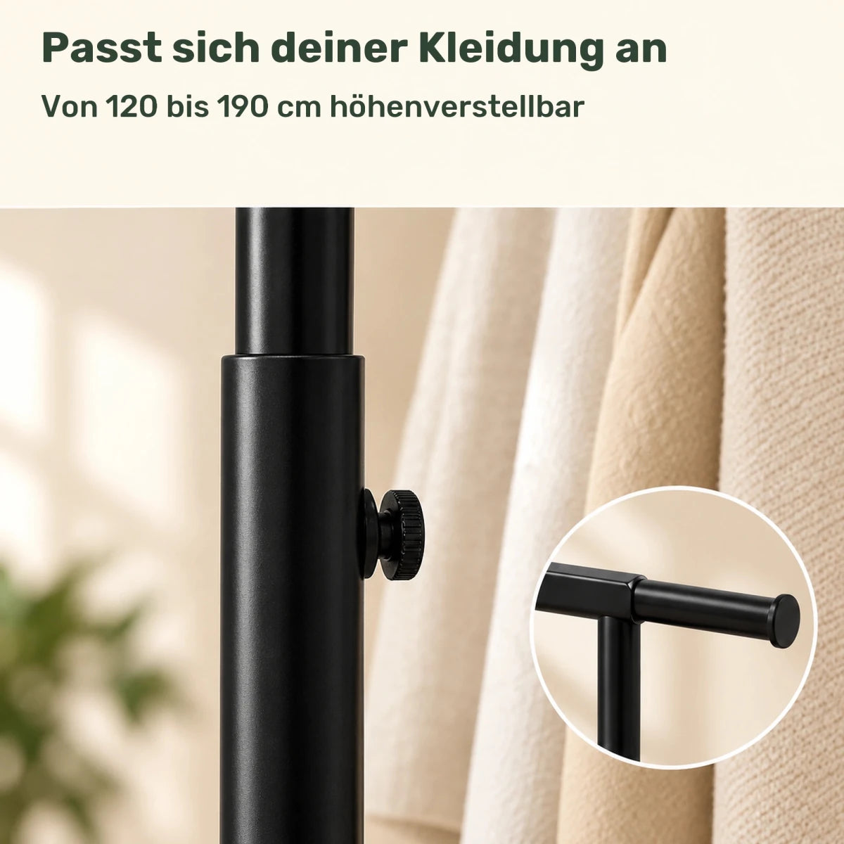 Kleiderständer höhenverstellbar Soran – klappbar und ausziehbar mit Rollen - nestful
