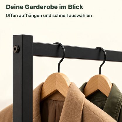 Kleiderständer im Industriestil Melva – bis 100 kg, aus Metall in Schwarz - nestful