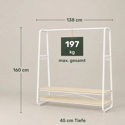 Kleiderständer mit 2 Ablagen Jonas – 197 kg, mit 6 Haken - nestful