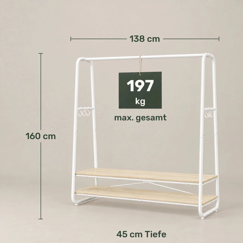Kleiderständer mit 2 Ablagen Jonas – 197 kg, mit 6 Haken - nestful