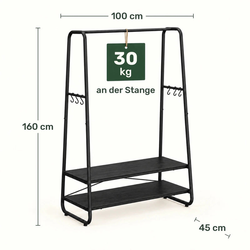 Kleiderständer mit 2 Ablagen Michael – 190 kg, mit 6 Haken - nestful