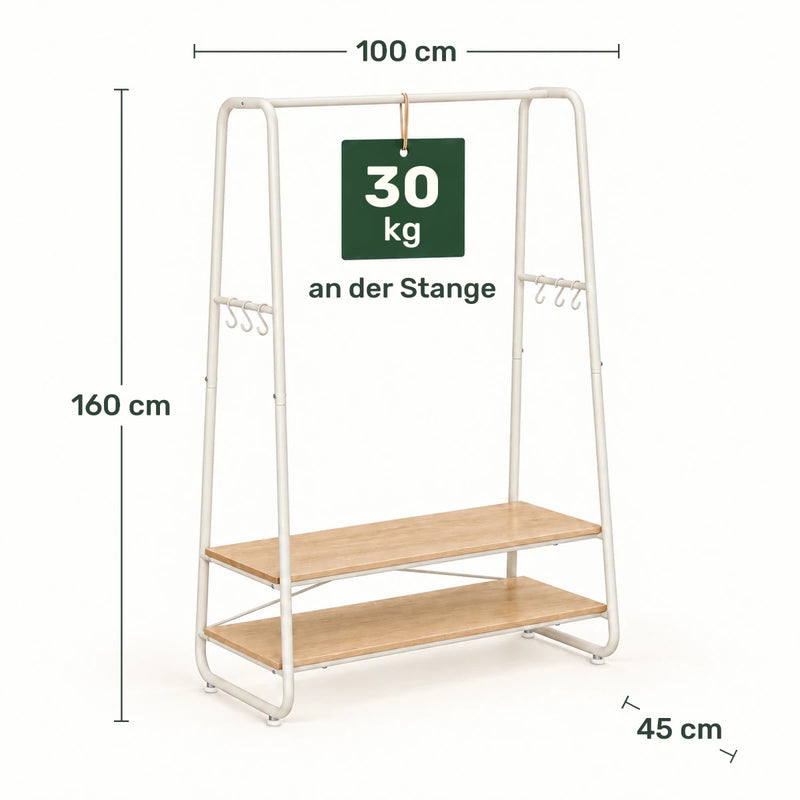 Kleiderständer mit 2 Ablagen Michael – 190 kg, mit 6 Haken - nestful