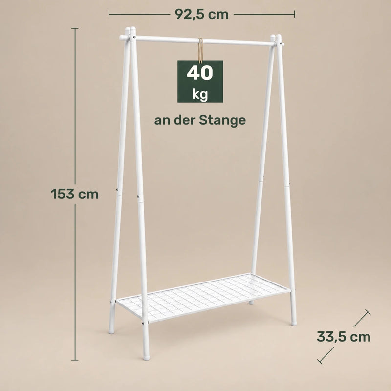 Kleiderständer mit Ablage Henry – 33,5 cm tief, 40 kg an der Stange - nestful