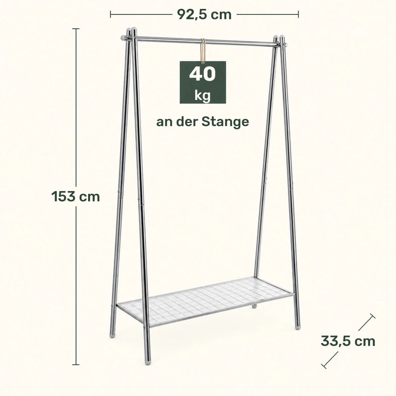 Kleiderständer mit Ablage Henry – 33,5 cm tief, 40 kg an der Stange - nestful