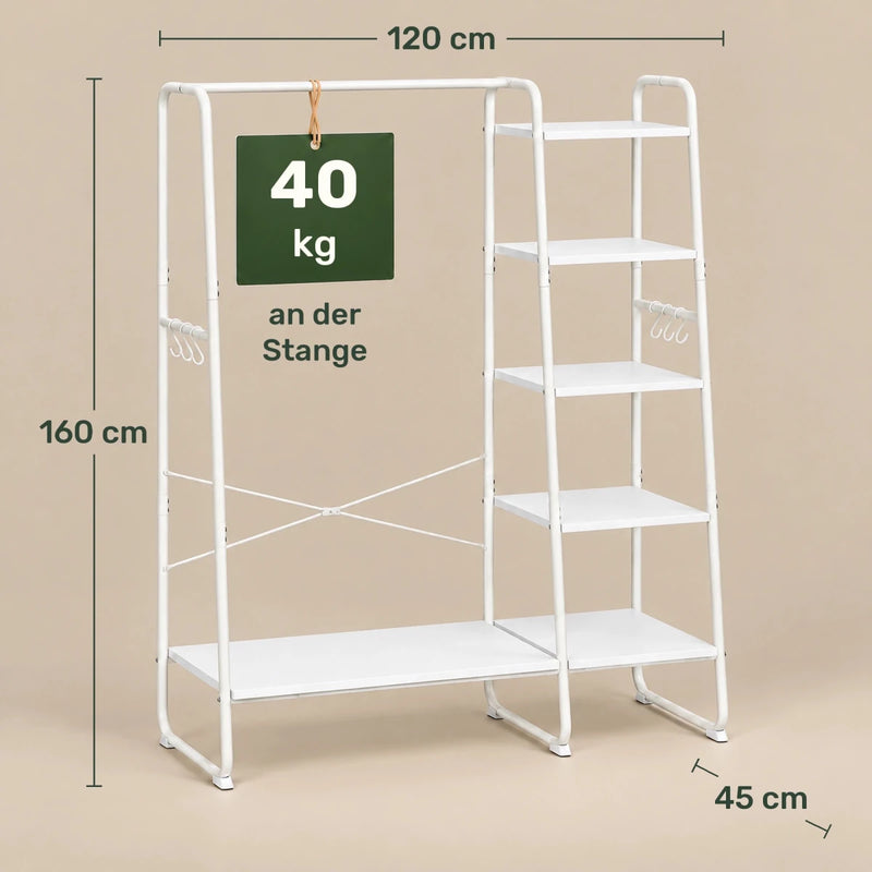 Kleiderständer mit Ablagen Daniel – 220 kg, mit Haken - nestful