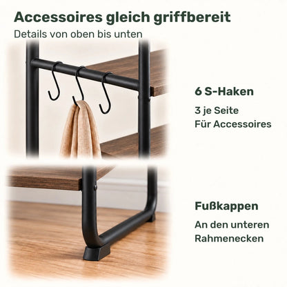 Kleiderständer mit Ablagen Daniel – 220 kg, mit Haken - nestful