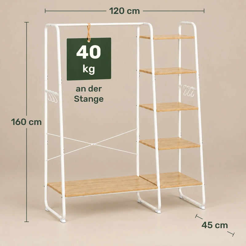 Kleiderständer mit Ablagen Daniel – 220 kg, mit Haken - nestful