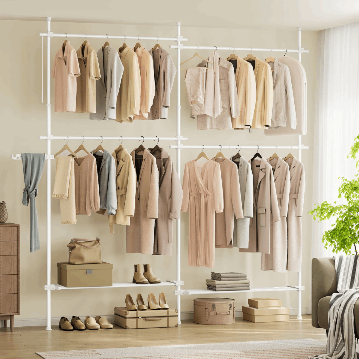 Kleiderständer - Levia - Deckenhoch, aus Stahl, höhen & breitenverstellbar - nestful