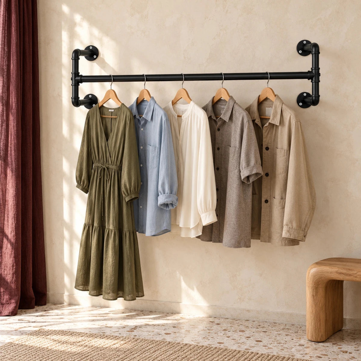 Kleiderstange für die Wand David – 110 cm, bis 60 kg je Stange - nestful