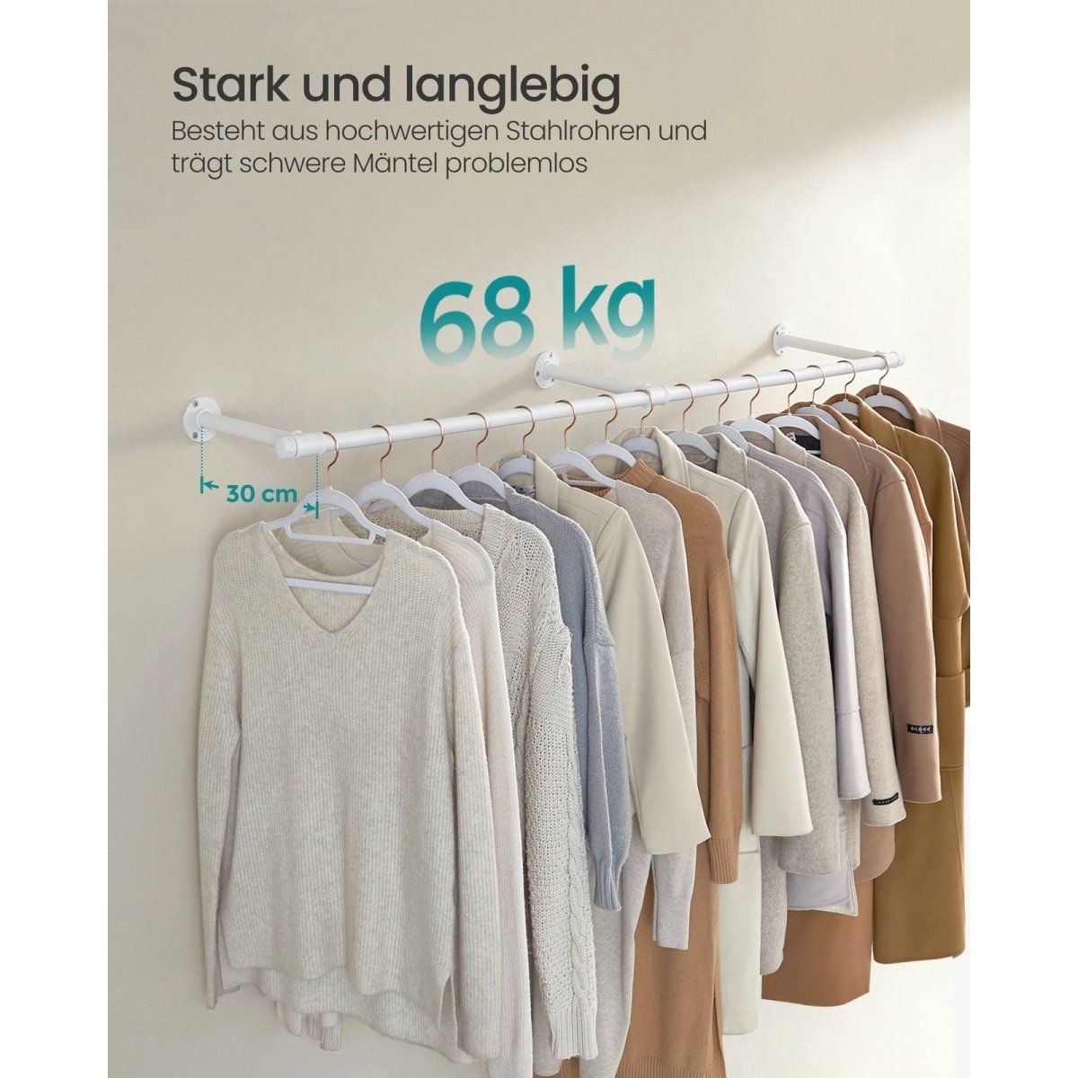 Kleiderstange für die Wand – Sam – Industriestil aus Stahl - nestful