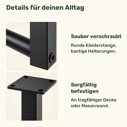 Kleiderstange für Wand- und Deckenmontage Fenton – aus Metall - nestful