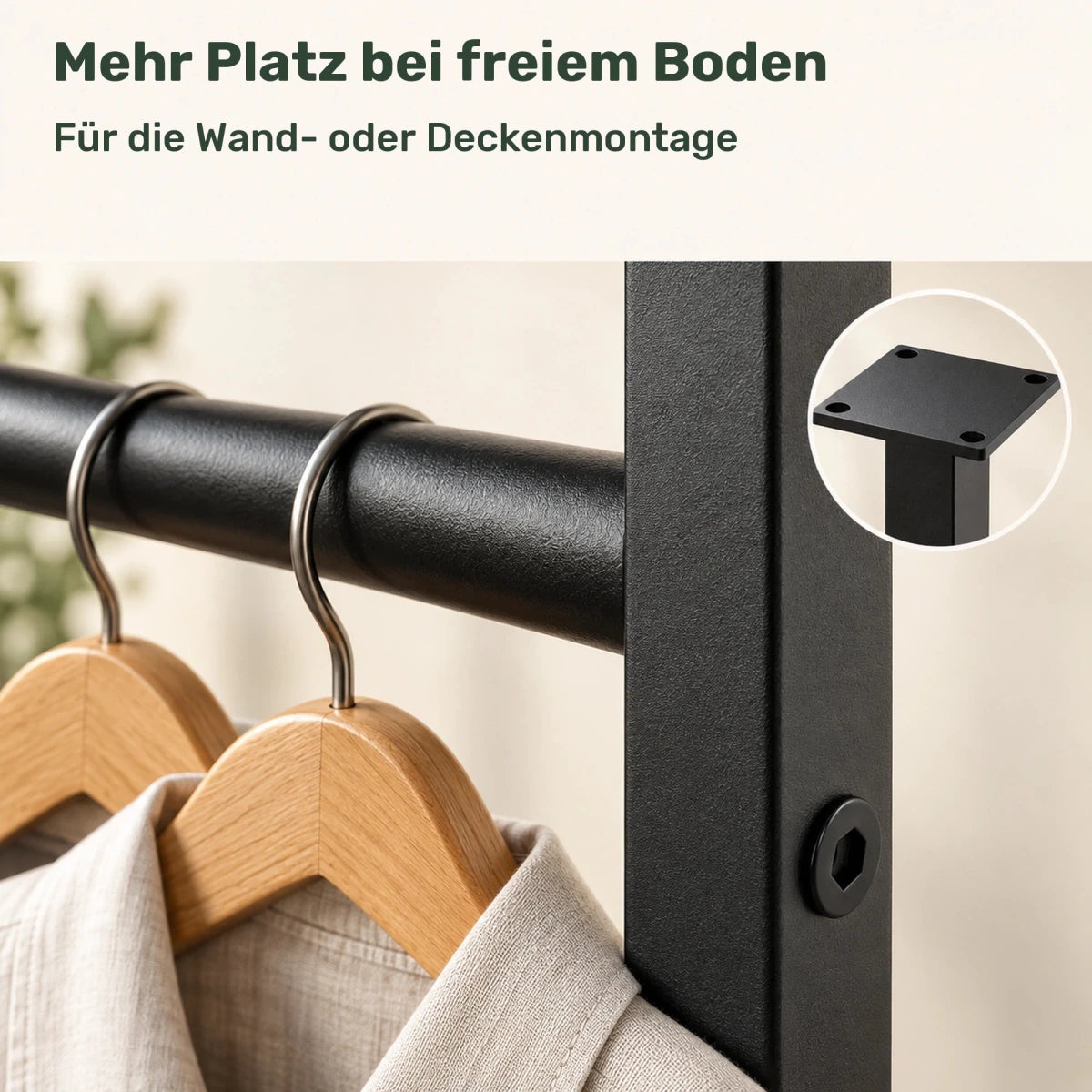 Kleiderstange für Wand- und Deckenmontage Fenton – aus Metall - nestful