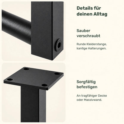 Kleiderstange für Wand- und Deckenmontage Fenton – aus Metall - nestful