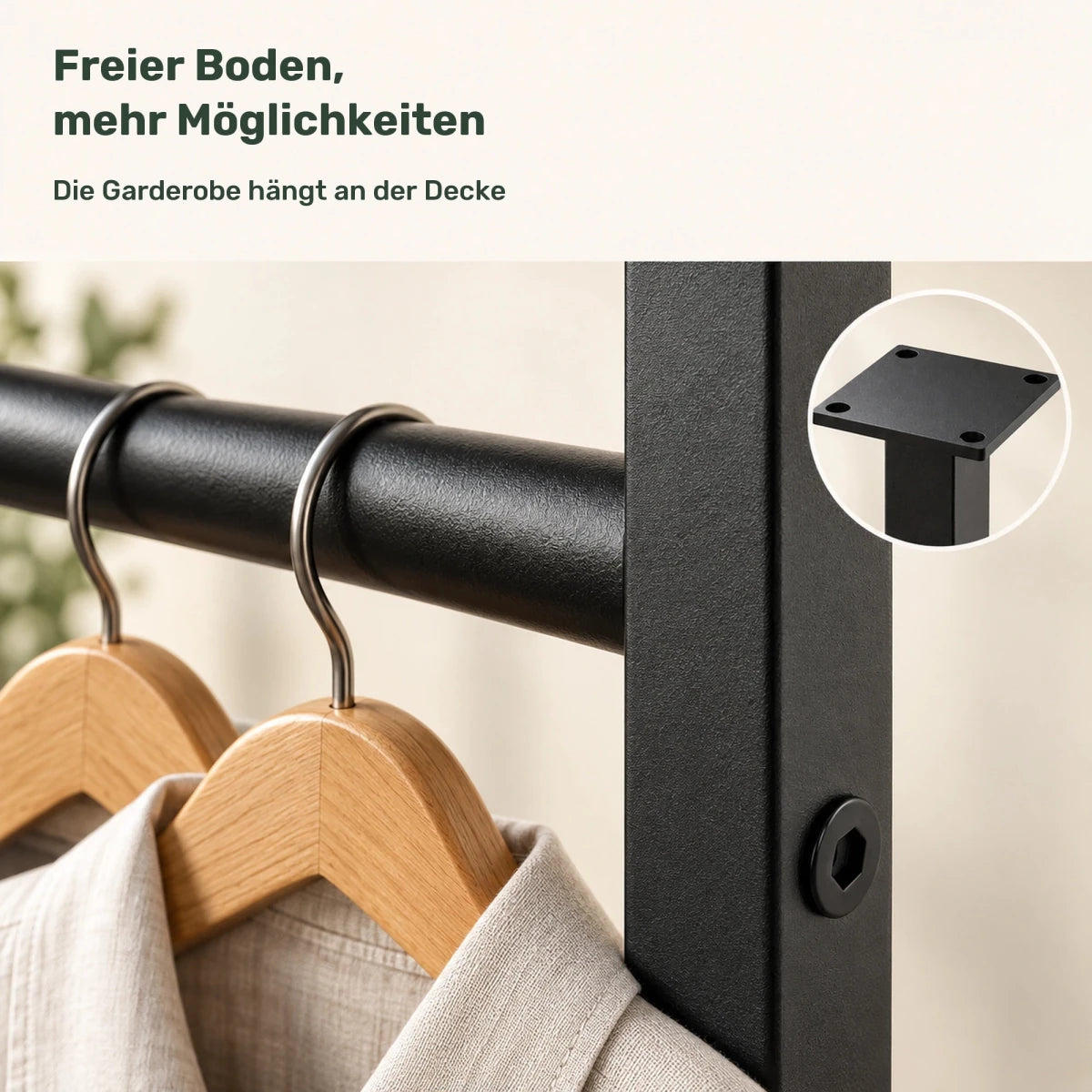 Kleiderstange für Wand- und Deckenmontage Fenton – aus Metall - nestful