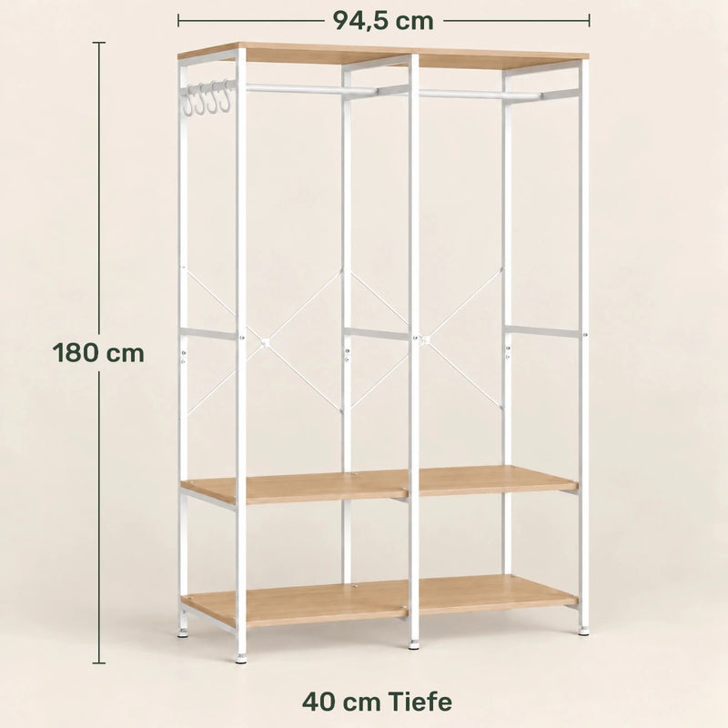 Kleidersystem mit Ablagen Rasmus – bis 194 kg, 2 Breiten - nestful