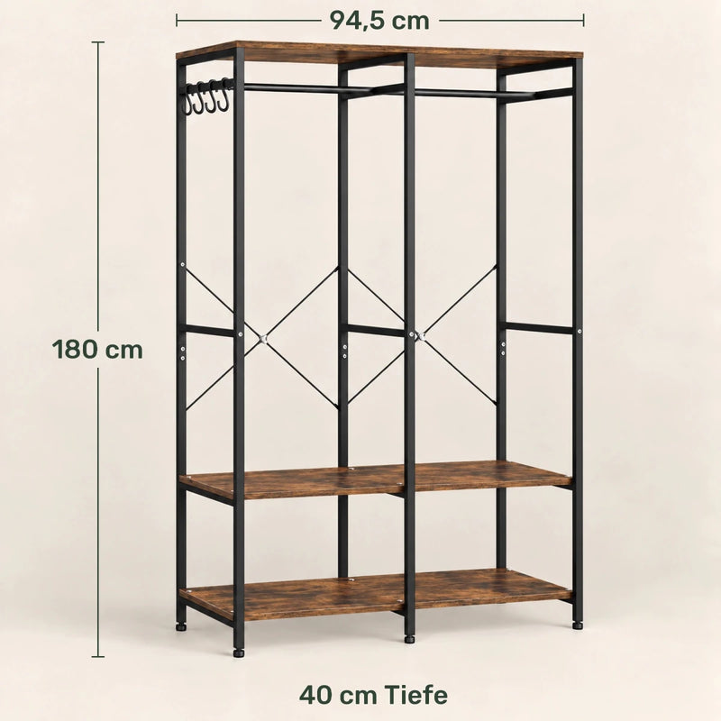 Kleidersystem mit Ablagen Rasmus – bis 194 kg, 2 Breiten - nestful