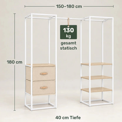Kleidersystem mit Schubladen Arvid – 130 kg, ausziehbar 150–180 cm - nestful