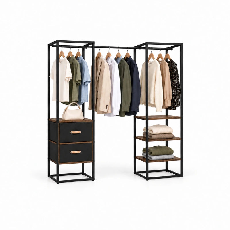 Kleidersystem mit Schubladen Arvid – 130 kg, ausziehbar 150–180 cm - nestful